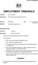 Mr O Oyesanya v The Pennine Acute Hospitals NHS Trust: 2412080/2013 Judgment on jurisdictions